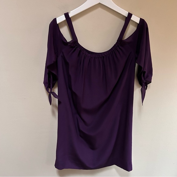 Madewell ~ Purple Silk 3/4 Sleeve Shift Mini Dress in size 0 - Picture 3 of 15